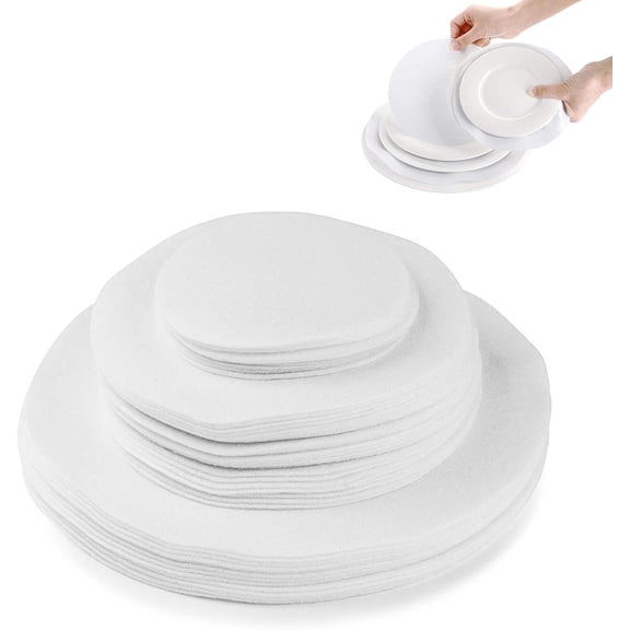 96 Pack Felt Plate Dividers Protectors, Thick Felt Round Plate Separators Pads China Dish Storage Protectors Pads with 3 Sizes for Packing Stacking Porcelain Cookware, Grey