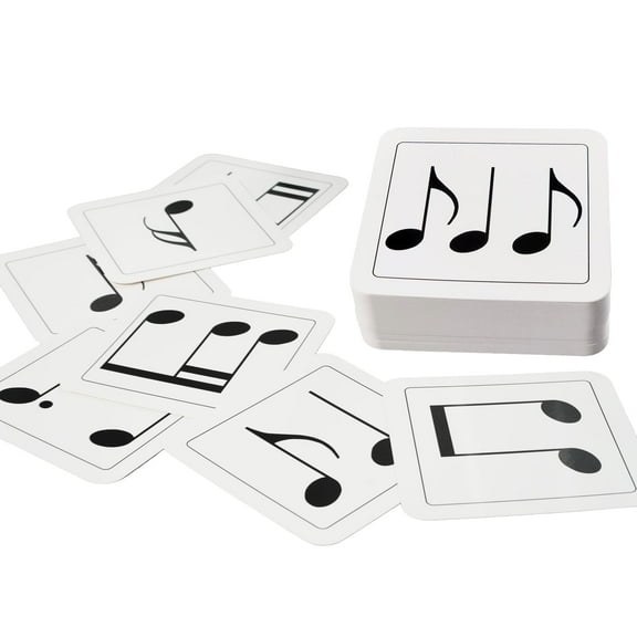 96-Pack Music Staff Notation Cards, Laminated 6-Inch Square, 24 Rhythm Patterns for Beginners, Music practice, Group Activities