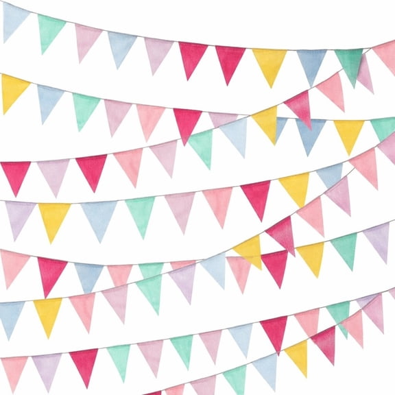 96 Pack Pastel Triangle Pennant Banner 22M Multicolor Polyester Bunting Flags Birthday Classroom Party Hanging Decor