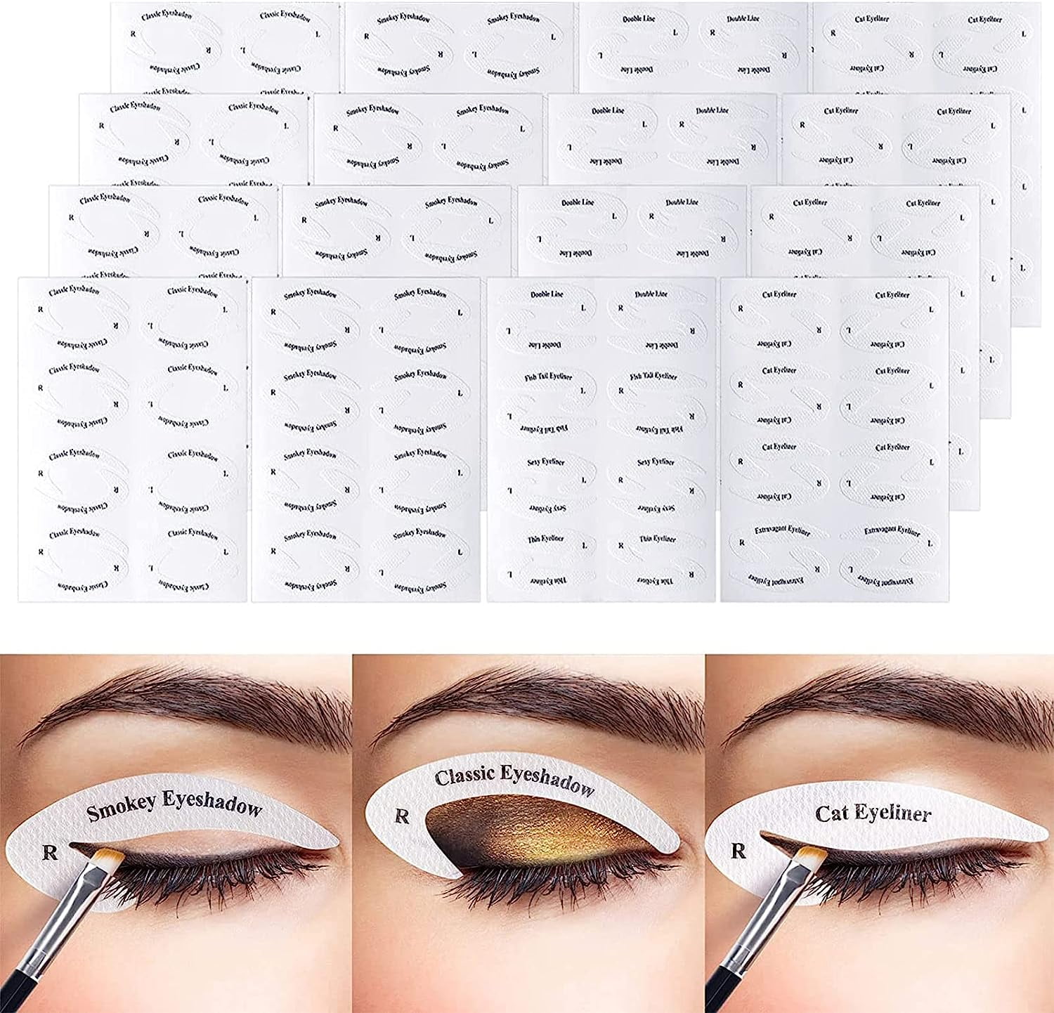 96 Pairs Quick Eye Makeup Stencils Stickers, 12 Sheet Eyeliner
