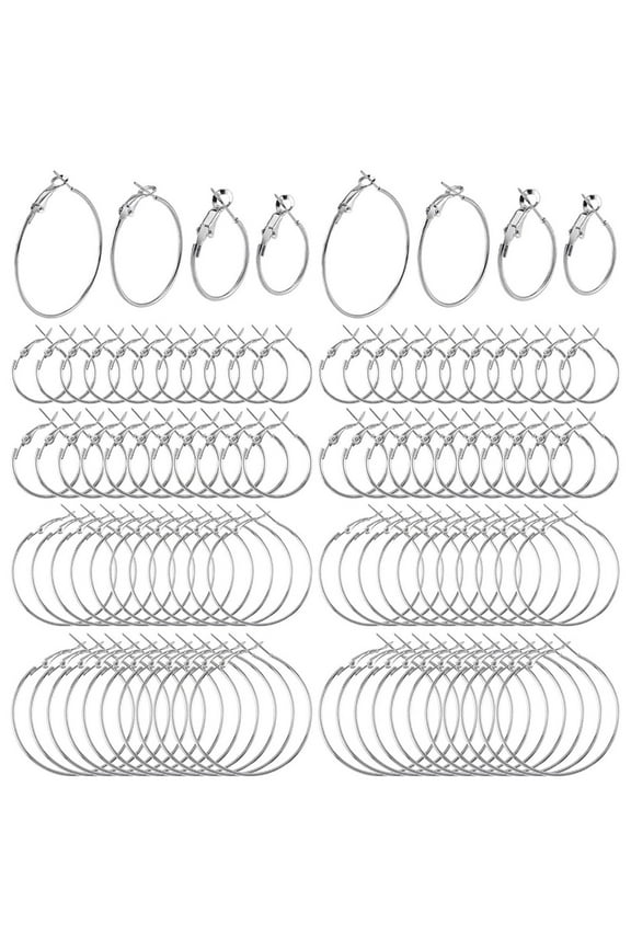 96 Pcs Alloy Round Beading Hoops DIY Earring Hoops Earring Making Kit for Women Hoop Earrings Making Hypoallergenic