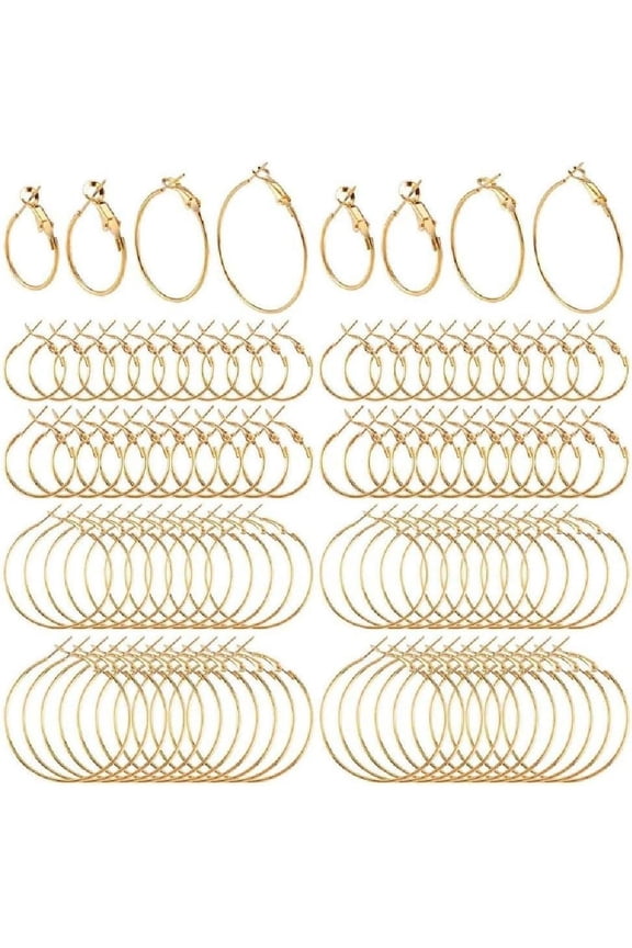 96 Pcs Alloy Earring Hoop Round Open Beading Hoop Earring Making Kit for DIY Crafts Gift Wedding Party Festival Earring Making kit for Adults Women