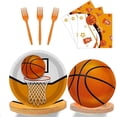 thumbnail image 1 of 96 Pcs Basketball Plates Basketball Party Supplies Including Basketball Plates and Napkins Party Supplies, Forks Basketball Party Favors for Kids Basketball Birthday Decorations, 1 of 10