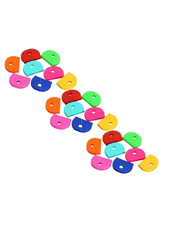 96 Pcs Colored Key Covers Cap Key ID Cap Key Tags Color Identifiers for House Key Key Protectors Half Round Key Covertag Key Handle for Easy Organization, 0.98"x0.71"x0.12", Multicolor