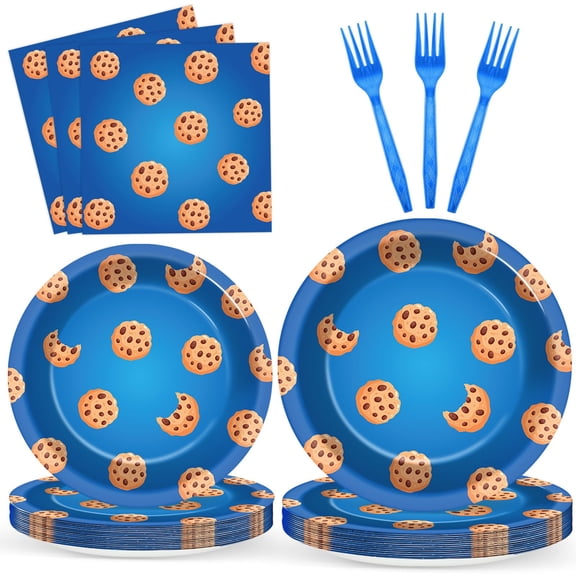 96 Pcs Cookie Theme Party Supplies Cookie Paper Plates and Napkins Modern Cartoon Street Tableware Set Cartoon Friends Street Supplies for Kids Boys Girls Baby Shower Birthday Decors Serve 24 Y114
