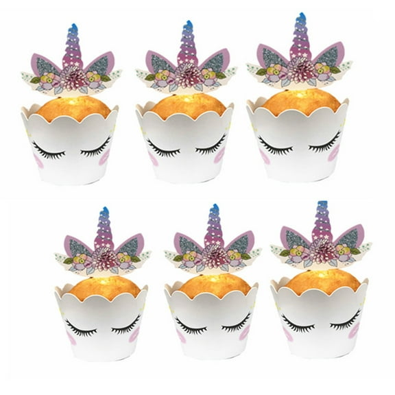 Unicorn Cupcake Toppers Set with 96 Pieces for Assorted Color Paper Supplies Wedding