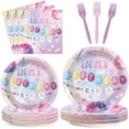 thumbnail image 1 of 96 Pcs In My Birthday Era Music Friendship Birthday Party Supplies Pink Singer Themed Disposable Tableware Set Serves 24, 1 of 7