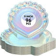 thumbnail image 1 of 96 Pcs Mermaid Paper Plates Seashell Plates Party Supplies 9 Inch Disposable Iridescent Holographic for Girl Kids Birthday Party Decorations, 1 of 7