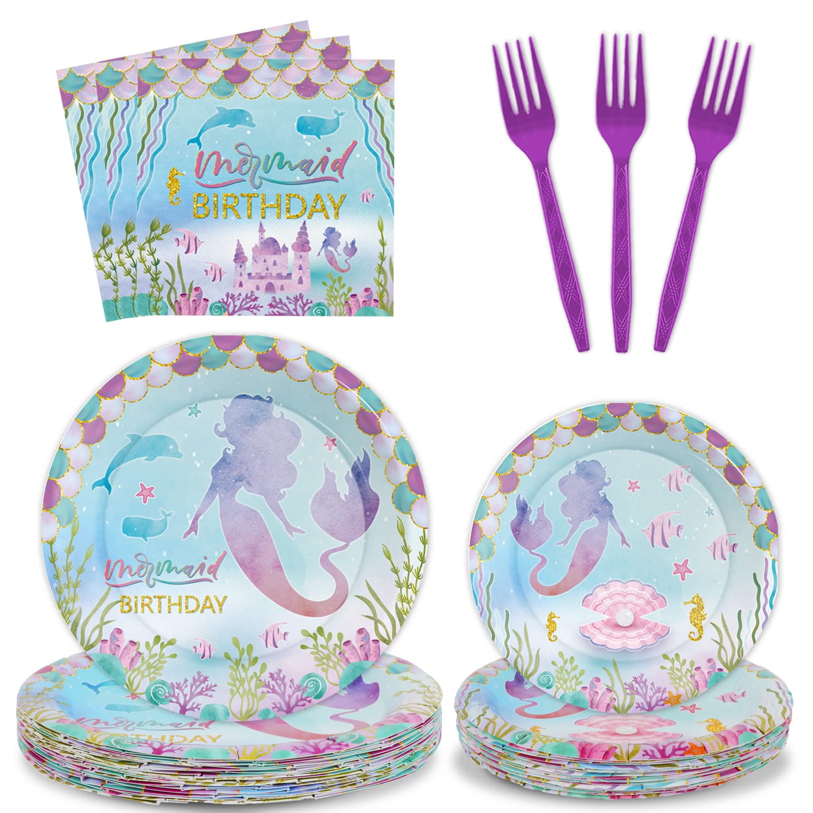 96 Pcs Mermaids Party Decorations Supplies Mermaid