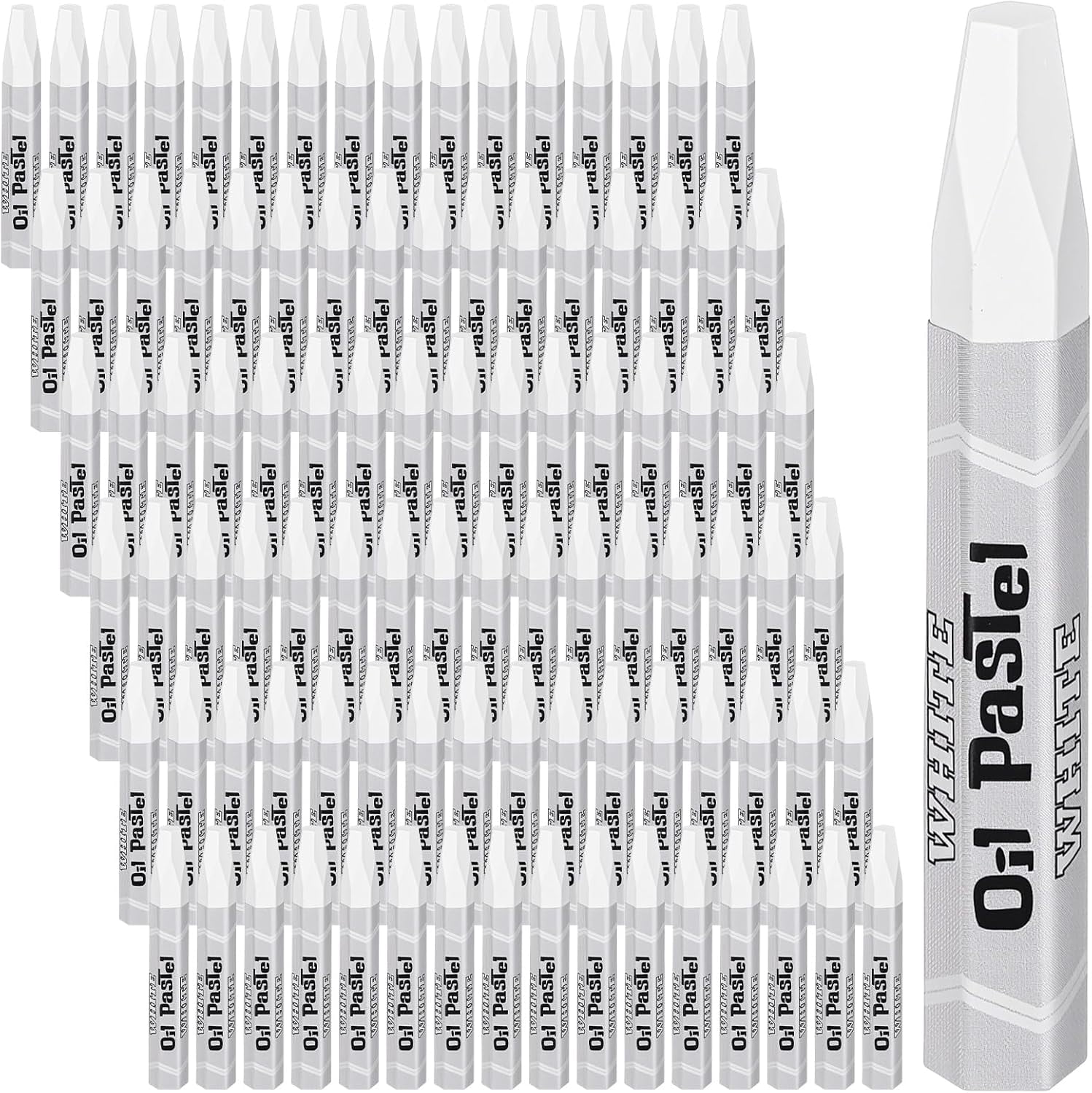 96 Pcs White Soft Oil Pastels Bulk Artists Crayons Single Color Hexagonal Creamy Pastel for Beginners Painting Drawing Relaxing Blending Graffiti Gallery
