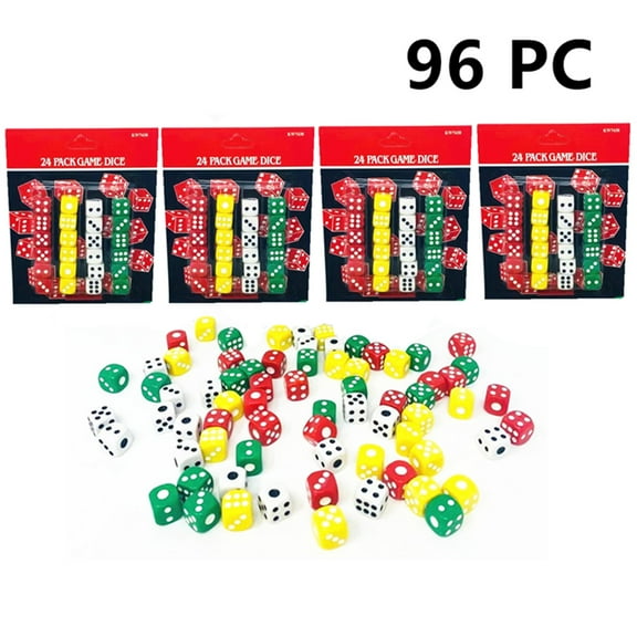 96 Pcs of Solid 6-Sided Game Dice, Multicolored Dice for Board Games, Dice Set, Accessories