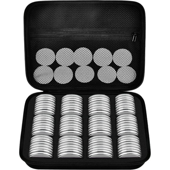 96 Pieces 46mm Coin Capsules with Foam Gasket, Coin Holders for Coin Collection Supplies - White Capsules