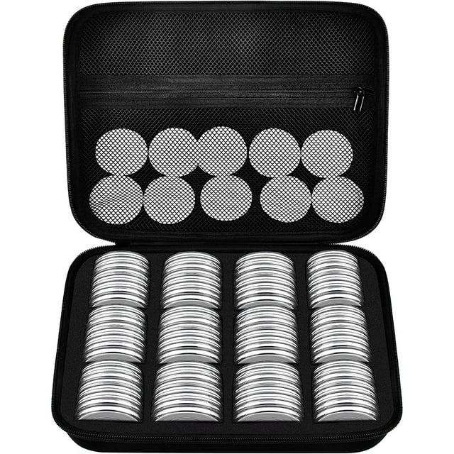 96 Pieces 46mm Coin Capsules with Foam Gasket, Coins Collector Case