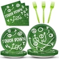 thumbnail image 1 of 96 Pieces Football Tableware Set Paper Plates Green Party Favors Decorations  for Birthday and Touchdown Game, 1 of 8