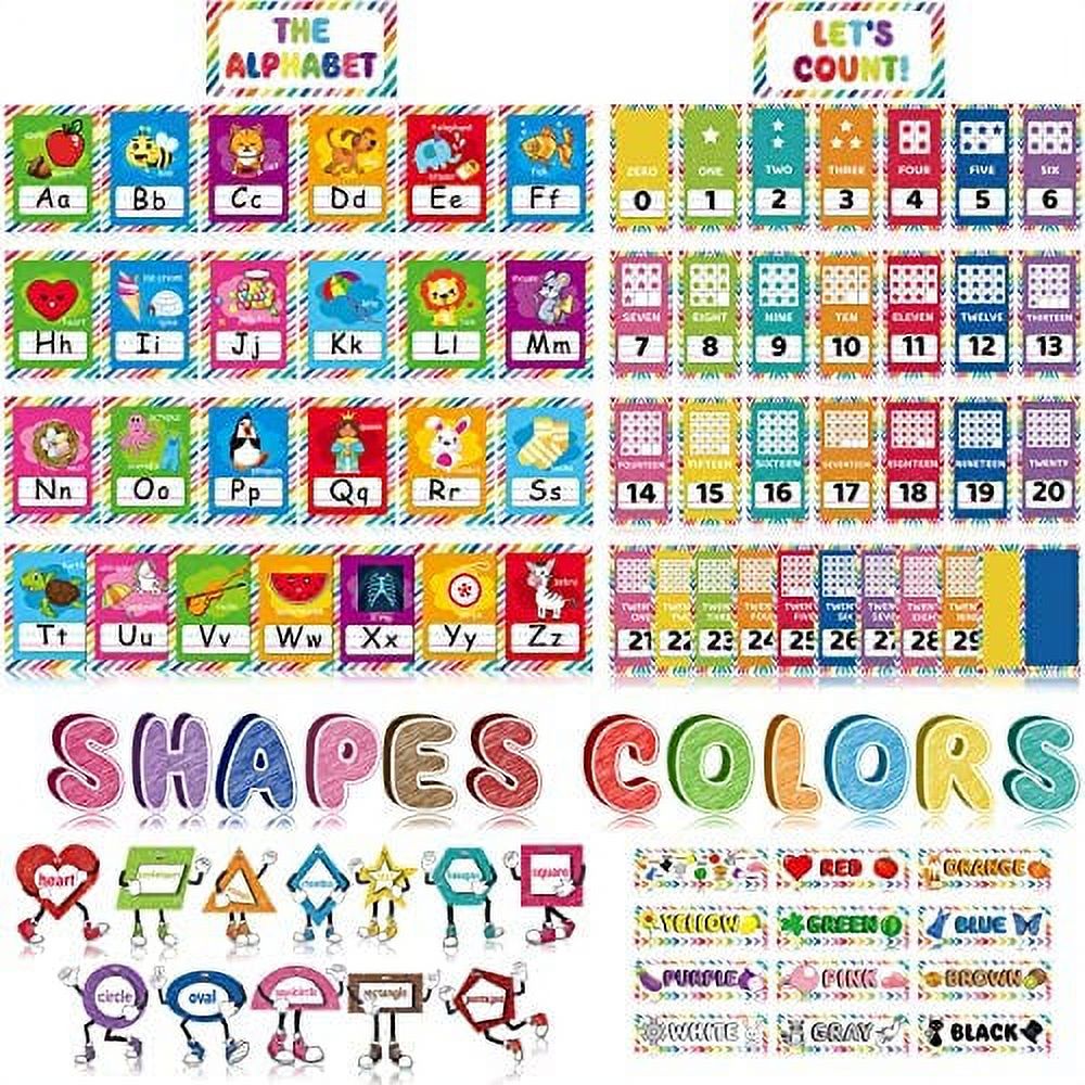 96 Pieces Toddler Educational Preschool Posters Alphabet Bulletin Board