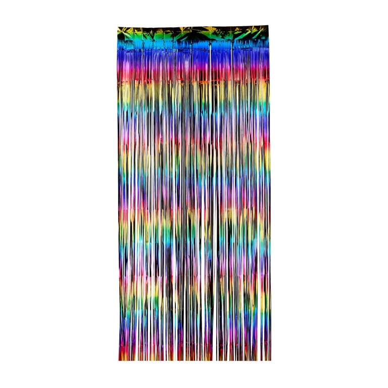 Rainbow Foil Fringe Party Curtain, Multi-Color Backdrop Decoration