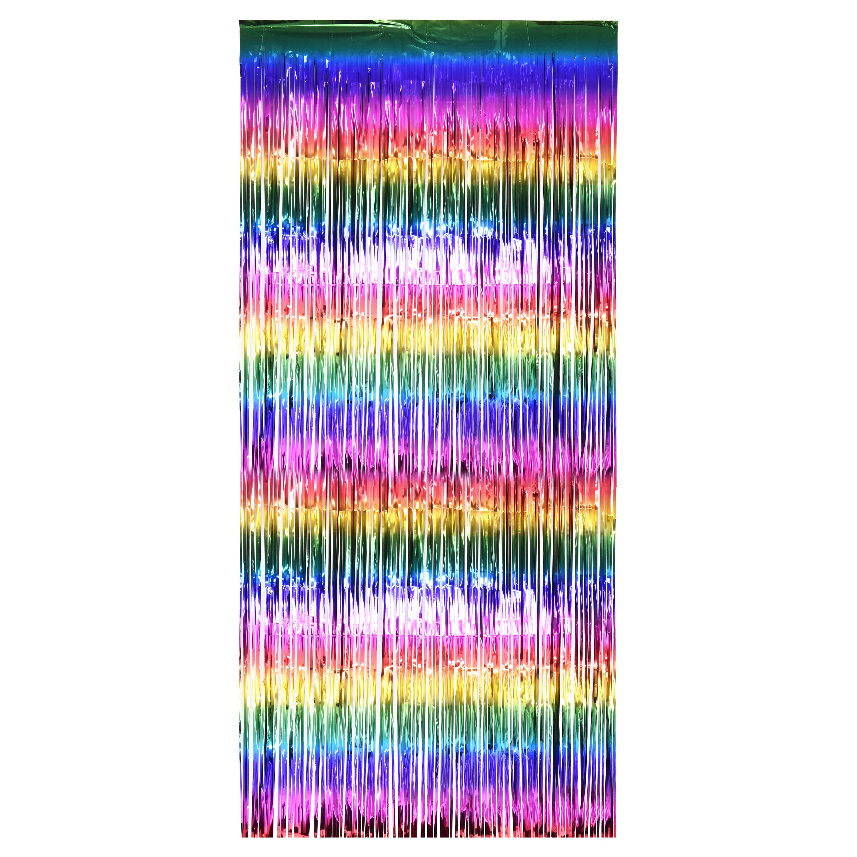 Multi-Color Rainbow Foil Fringe Curtain, 36