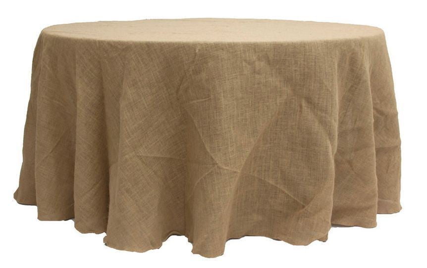 96" Round Natural Burlap Tablecloth
