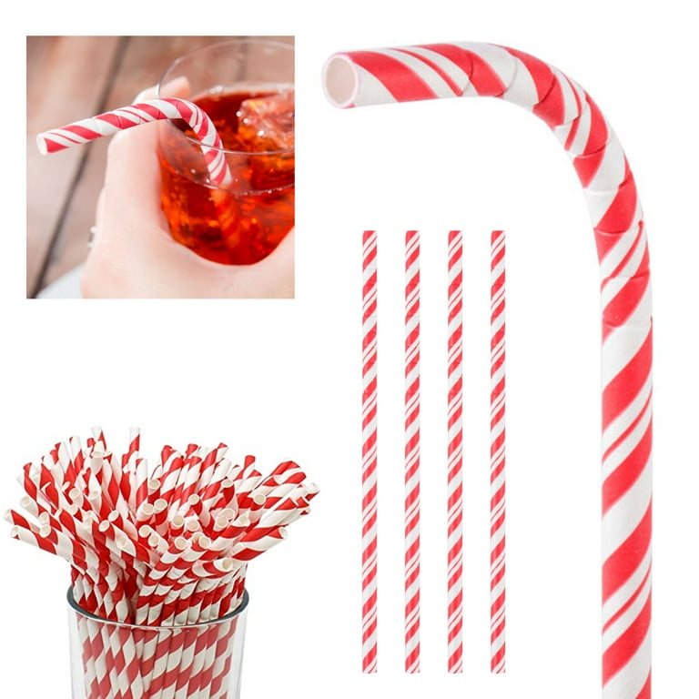Red Candy Cane Stripe Christmas Straws - 25 Pack – Paper Wedding Straws,  Gourmet Holiday Straws, Red Striped Straws