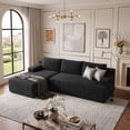 thumbnail image 1 of 96" L-Shaped Sectional Couches for Living Room, Modular Cloud Couch with Chaise, Corduroy Deep Seat Boneless Sofa, No Assembly, Black, 1 of 7