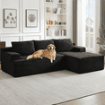 thumbnail image 1 of Luckhao 96" Boneless Cloud Couch with Chaise, Modular Sectional Sofa for Living Room, No Assembly Required, Deep Seat Corduroy Couch, Black, 1 of 9