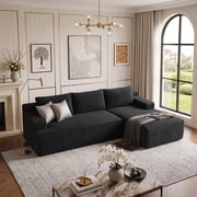 96" L-Shaped Sectional Couches for Living Room, Modular Cloud Couch with Chaise, Corduroy Deep Seat Boneless Sofa, No Assembly, Black