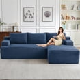 thumbnail image 1 of 96" Boneless Cloud Couch with Chaise, Modular Sectional Sofa for Living Room, No Assembly Required, Deep Seat Corduroy Couch, Blue, 1 of 8
