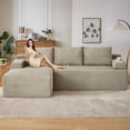 thumbnail image 1 of 96" Boneless Cloud Couch with Chaise, Modular Sectional Sofa for Living Room, No Assembly Required, Deep Seat Corduroy Couch, Camel, 1 of 8