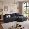 thumbnail image 1 of 96" L-Shaped Sectional Couches for Living Room, Modular Cloud Couch with Chaise, Corduroy Deep Seat Boneless Sofa, No Assembly, Dark Gray, 1 of 7