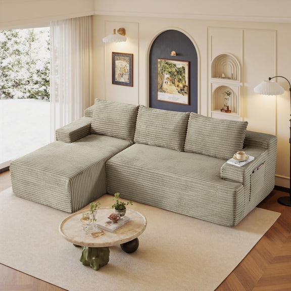 96" Sectional Couches for Living Room Cloud Couch Sofa with L-Shape Upholstered Boneless Couchs Modern Modular Sectional Couch with Chaise
