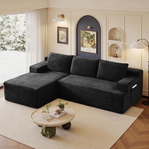 96" Sectional Couches for Living Room Cloud Couch Sofa with L-Shape Upholstered Boneless Couchs Modern Modular Sectional Couch with Chaise