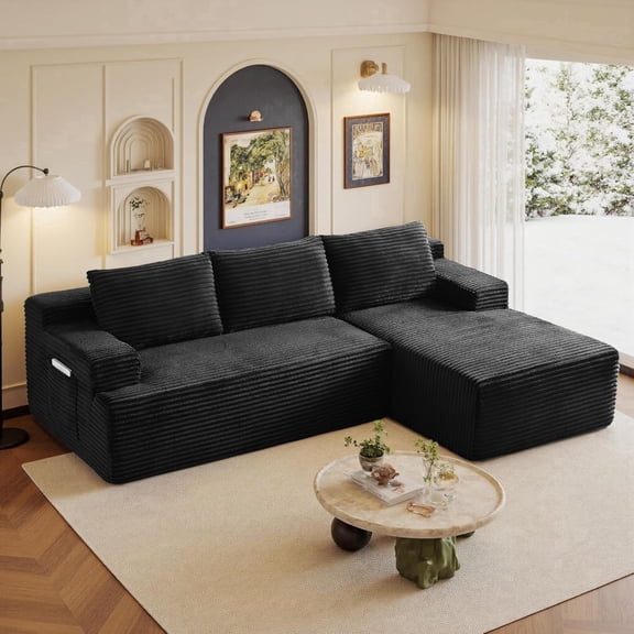 96" Sectional Couches for Living Room Cloud Couch Sofa with L-Shape Upholstered Boneless Couchs Modern Modular Sectional Couch with Chaise