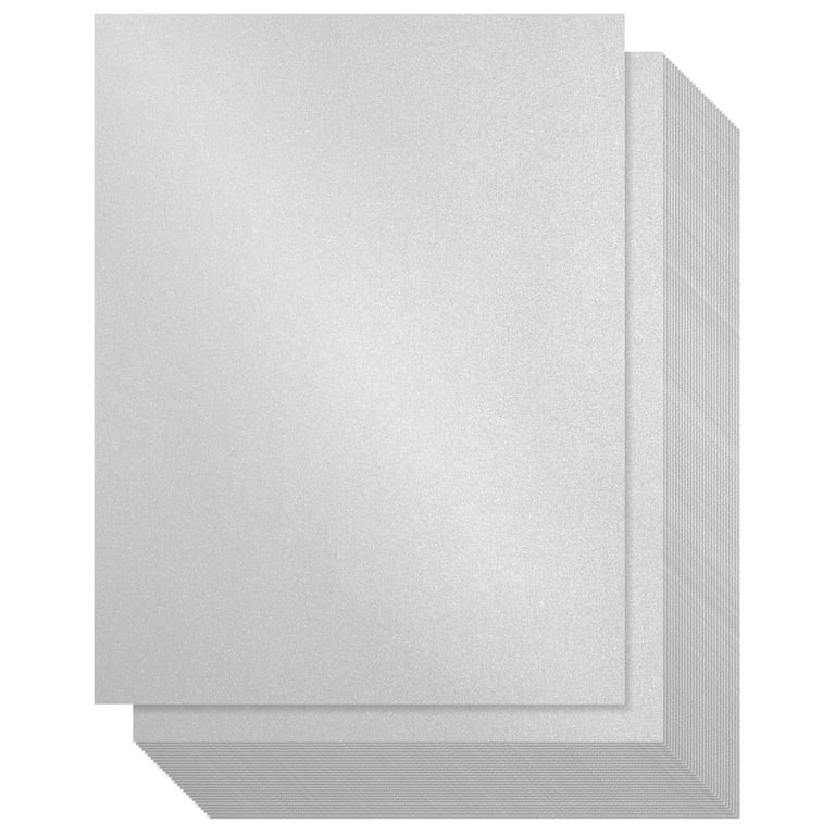 96 Sheet Silver Shimmer Metallic Cardstock, Double-Sided Paper for