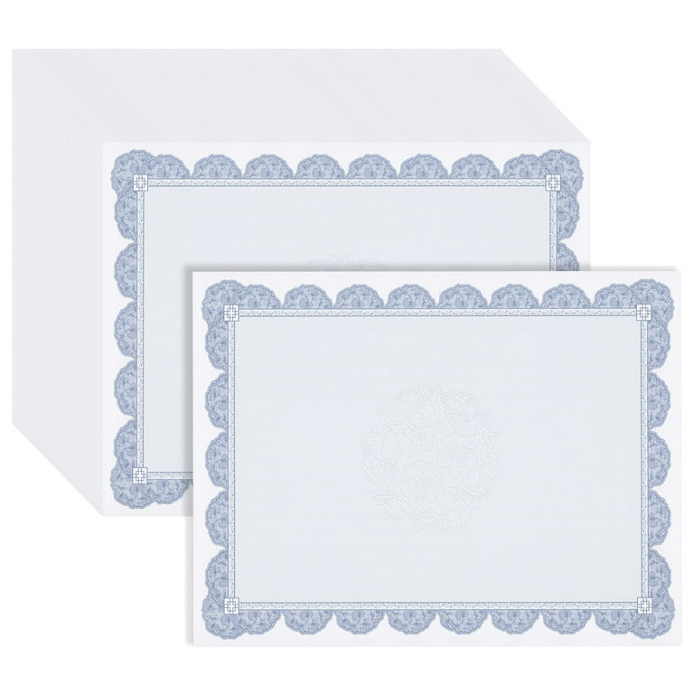 96 Sheets Certificate Paper for Printing with Navy Blue Floral Border for  Graduation Diploma, Achievement Awards (8.5 x 11 In)
