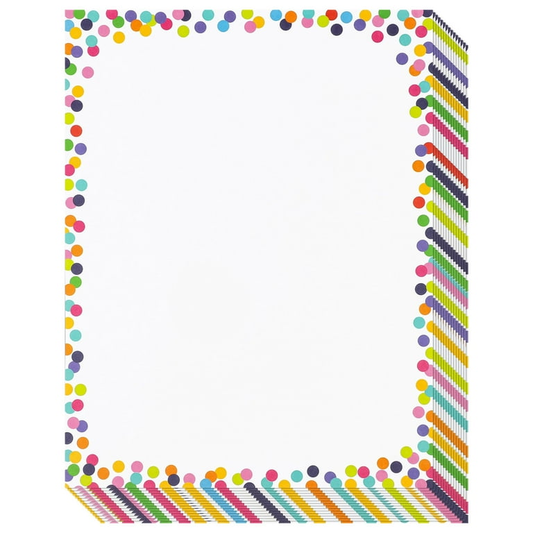 96 Sheets Decorative Confetti Stationary Paper for Classroom Awards,  Birthday Invitations, Computer (8.5 x 11 In)