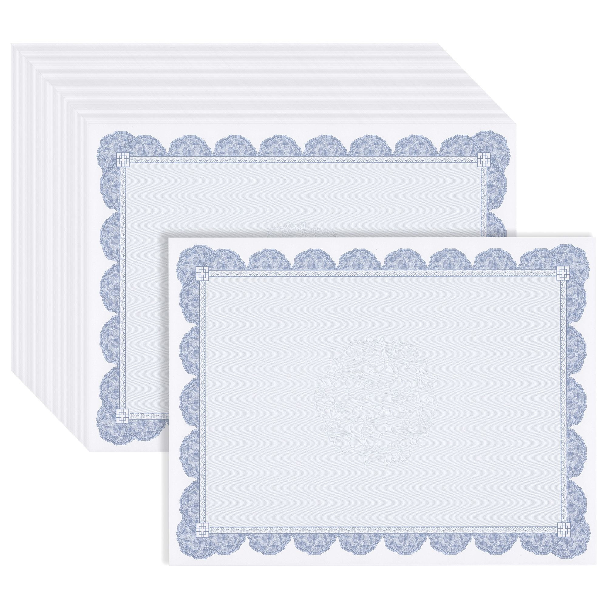 96 Sheets Navy Blue Floral Certificate Paper for Printing