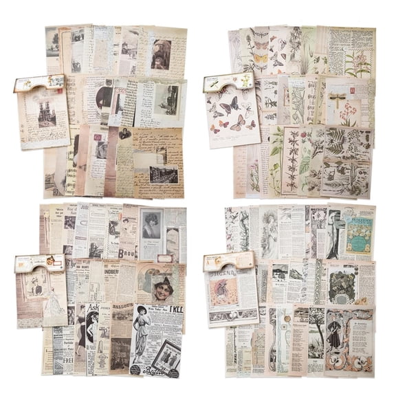 96 Sheets Scrapbook Paper, Vintage Junk Journal Decoupage Scrapbooking Bullet Journaling Supplies, Room Wall Decor Posters Ephemera Card Making Collage Crafts Paper Packs