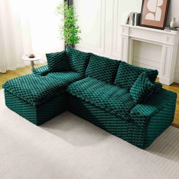 96" Turtle Velvet Loveseat Sofa Bed, Multifunctional Convertible Sofa Bed with Modular Design, Convertible Chaise Lounge Indoor for Living Spaces​, Green