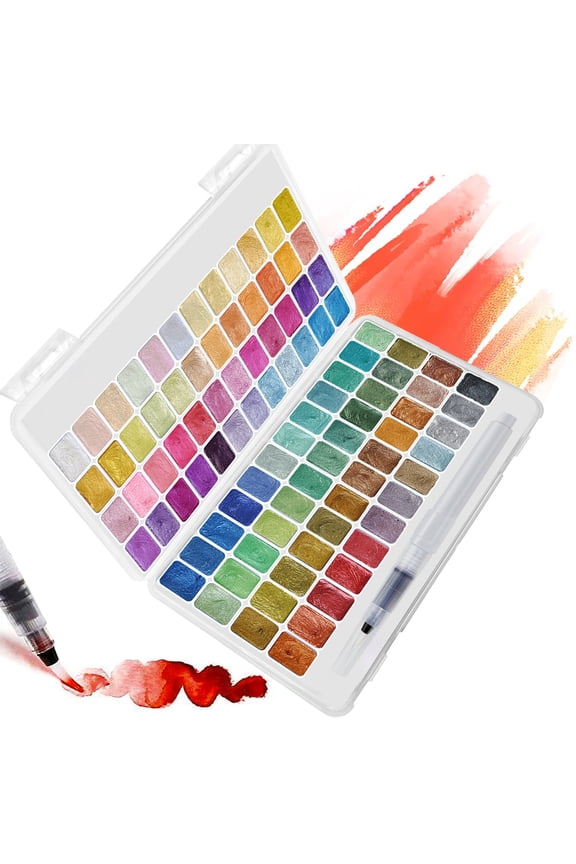 96 Watercolor Painting Set, Shimmer Metallic Watercolor Paints Set, Glitter Watercolor Paint,  Art Supplies for Painting, Travel Watercolor Set, Amateur Hobbyists