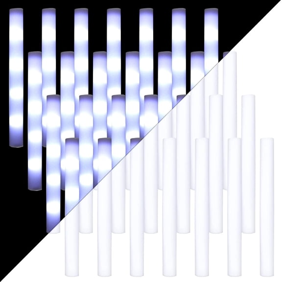 96 White LED Glow Sticks Bulk 16 Inch Light up Sticks 3 Modes Flashing Baton Wands Glow in The Dark Light Stick Party Favor for Wedding Birthday Concert Carnival
