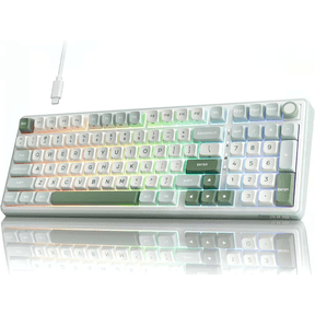 96% Wired Mechanical Keyboard with RGB Backlight Number Pad Volume Knob Gasket Mount MDA PBT Keycaps Hot Swappable Tactile Switch Cyan