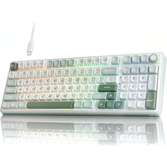 96% Wired Mechanical Keyboard with RGB Backlight Number Pad Volume Knob Gasket Mount MDA PBT Keycaps Hot Swappable Tactile Switch