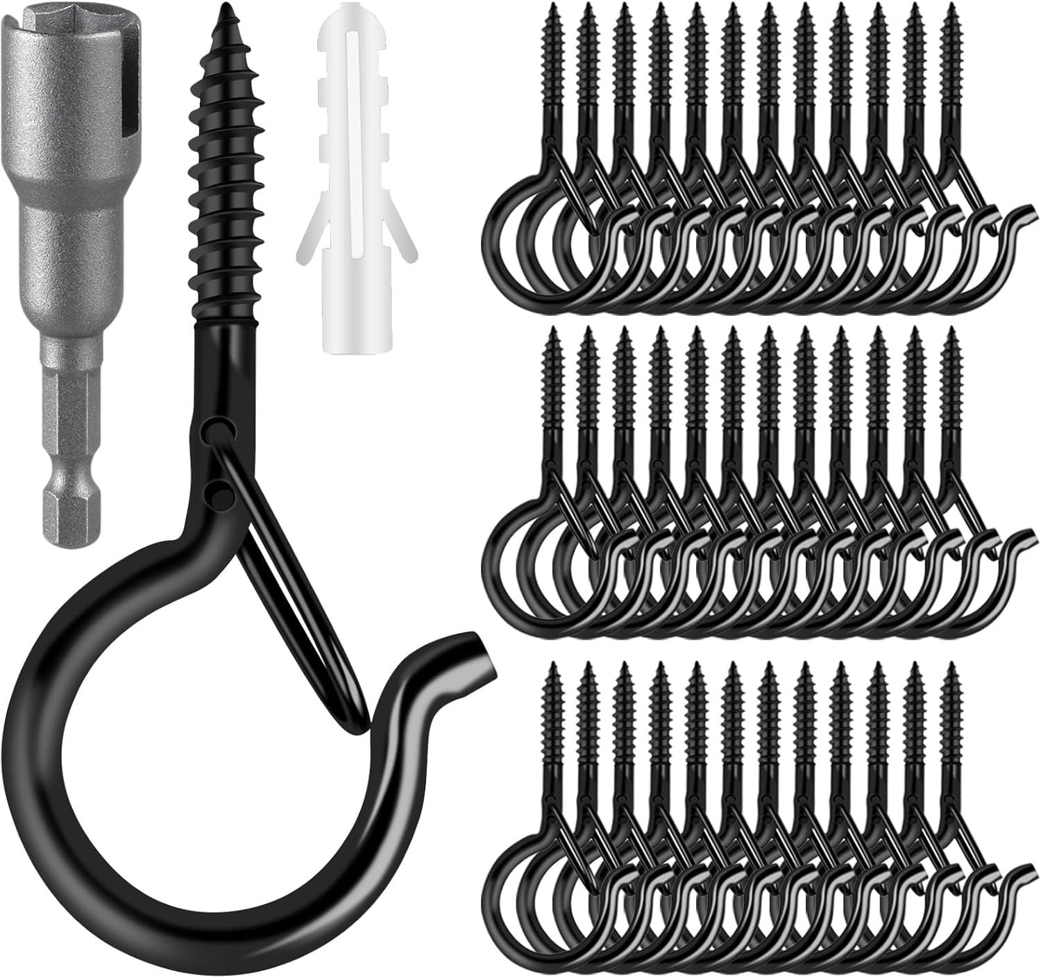 96 count Q-Hanger Hooks, Screw Hooks for Outdoor String Lights, Safety ...