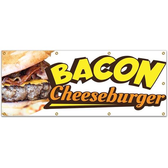 96 in. Bacon Cheeseburger Banner with Concession Stand Food Truck Single Sided