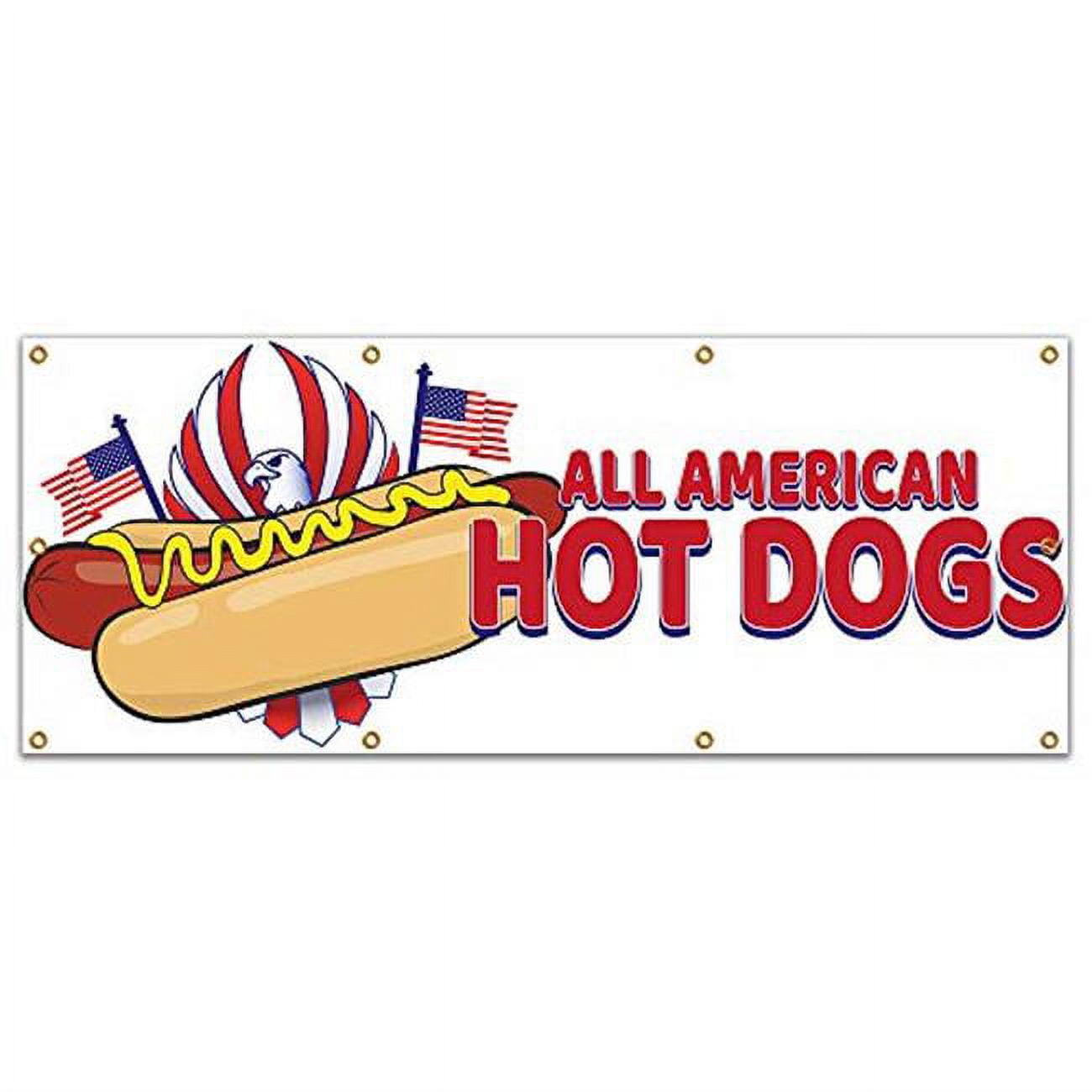96 in. Concession Stand Food Truck Single Sided Banner All American Hot Dogs