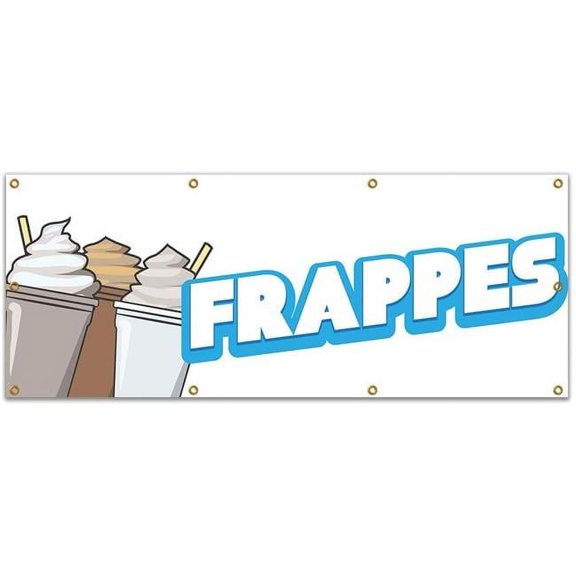 96 in. Concession Stand Food Truck Single Sided Banner - Frappes