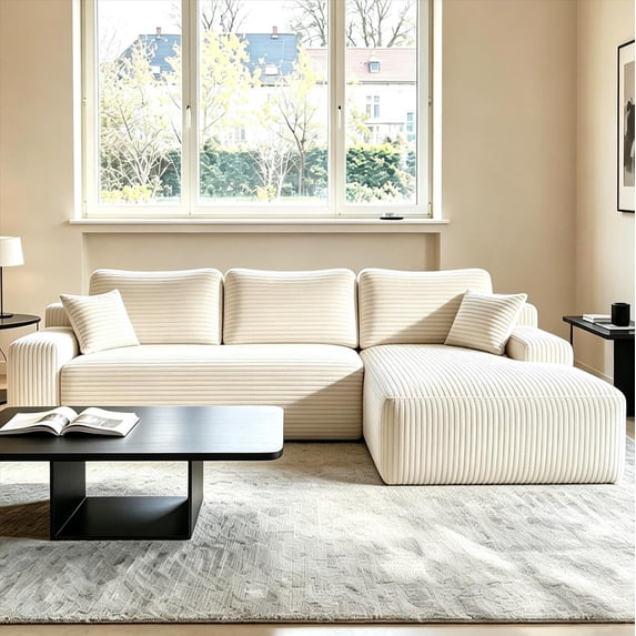 96 inch Modular Boneless L Shaped Sectional Couch,Easy Assembly Couch ...