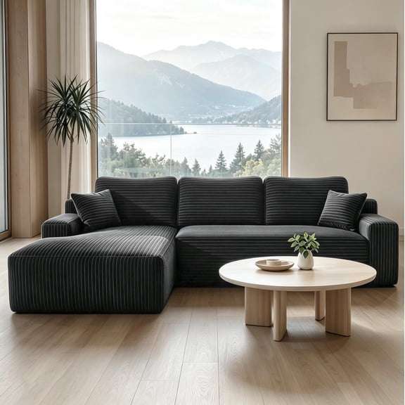 96 inch Modular Boneless L Shaped Sectional Couch,Sofa for Living Room and Apartment, Easy Assembly Couch in a Box Grey,Left Facing Chaise