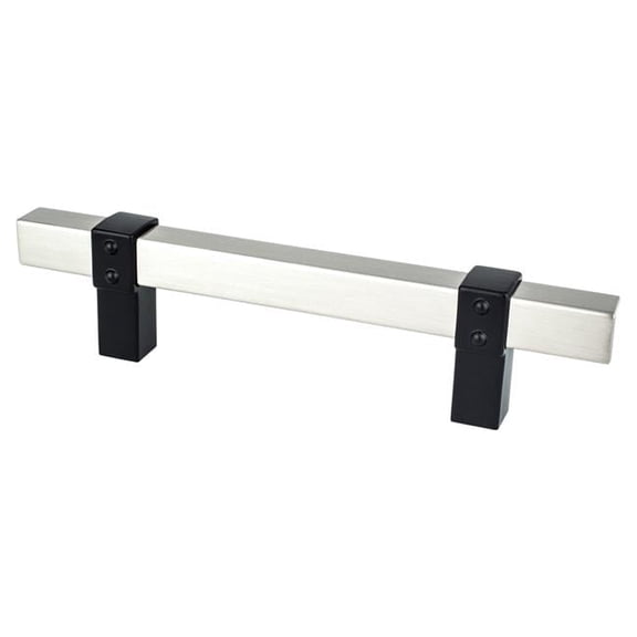 96 mm Center to Center Rivet Rebel Cabinet Pull, Brushed Nickel Bar & Matte Black