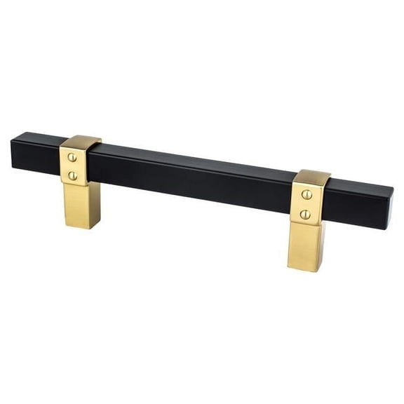 96 mm Center to Center Rivet Rebel Cabinet Pull, Matte Black & Modern Brushed Gold